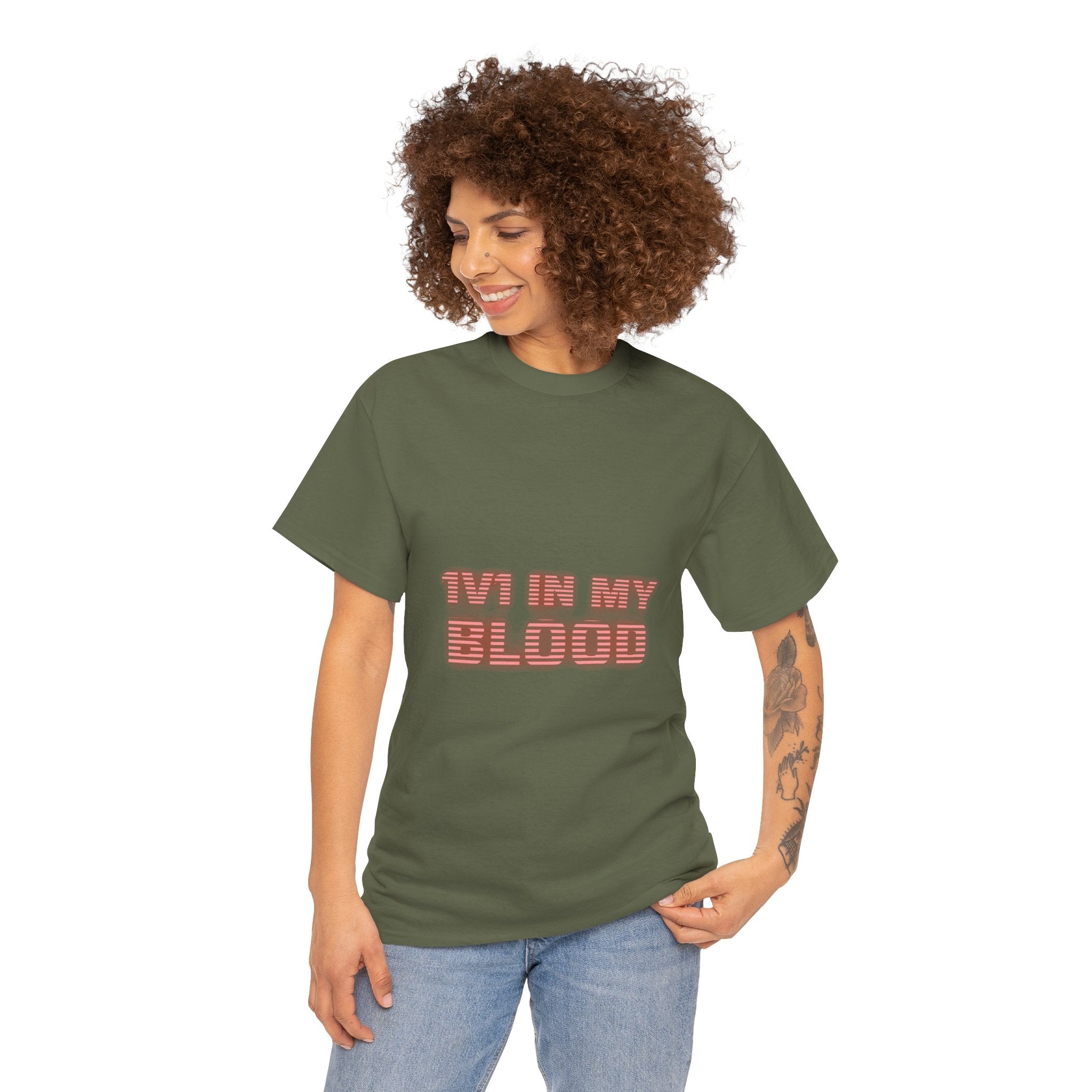 1V1 IN MY BLOOD - Retro Laser T Shirt