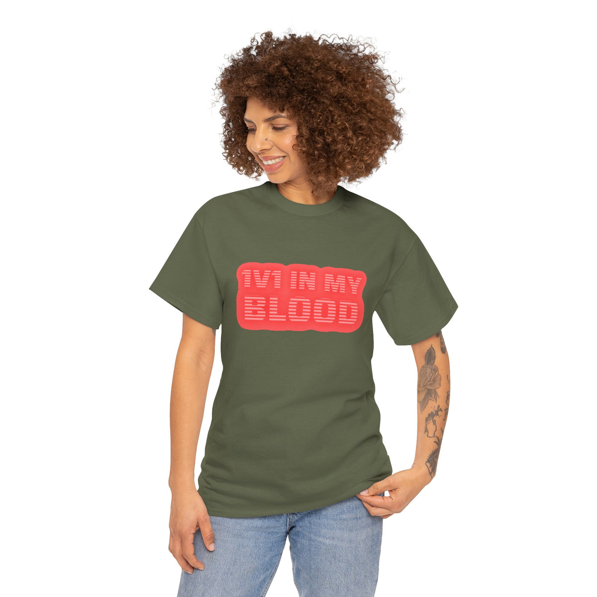 1V1 IN MY BLOOD - Retro Laser T Shirt