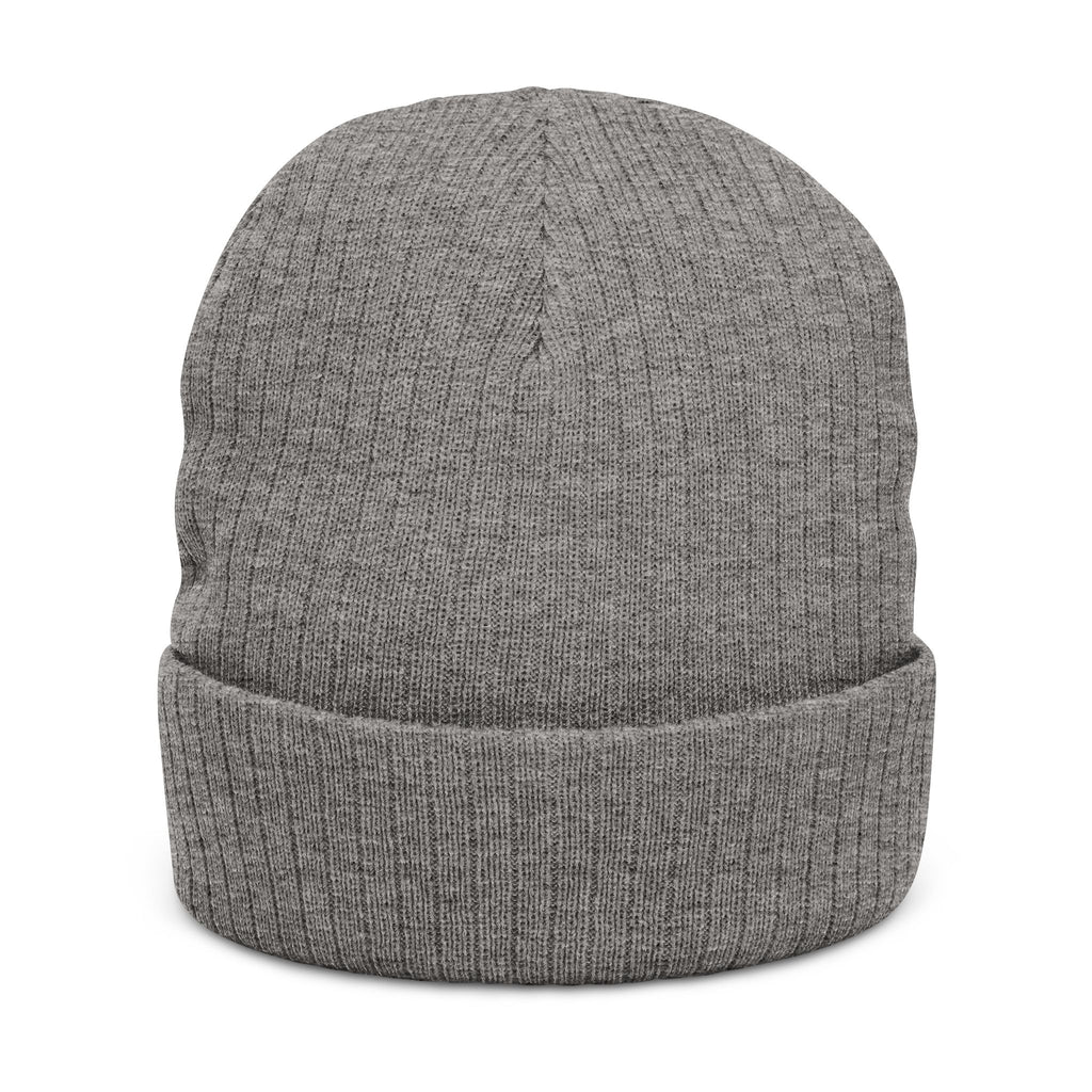 Embroidered Lone Wolf Hoops Ribbed Knit Beanie