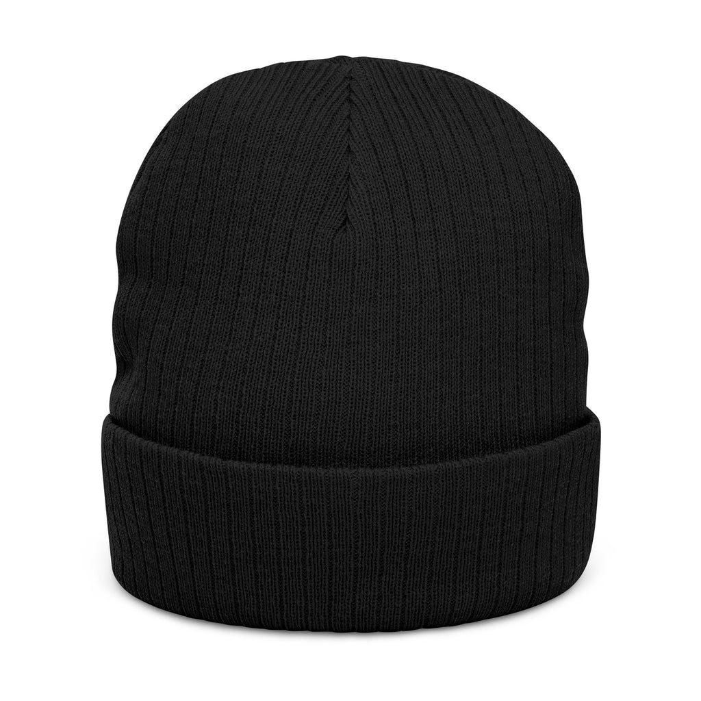Embroidered Lone Wolf Hoops Ribbed Knit Beanie